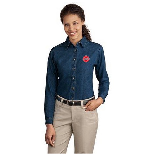 Port & Company Ladies Long Sleeve Value Denim Shirt